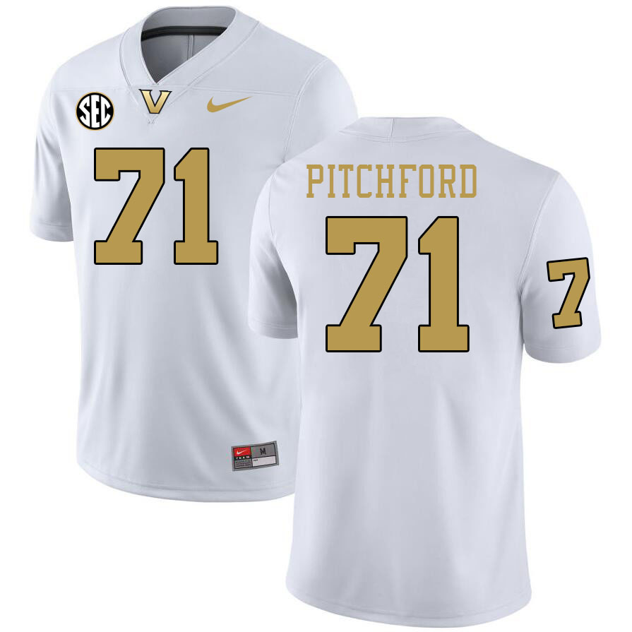 Vanderbilt Commodores #71 Gage Pitchford College Football Jerseys 2024 Uniforms Stitched-White